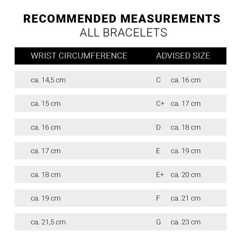 Gucci jewelry size chart